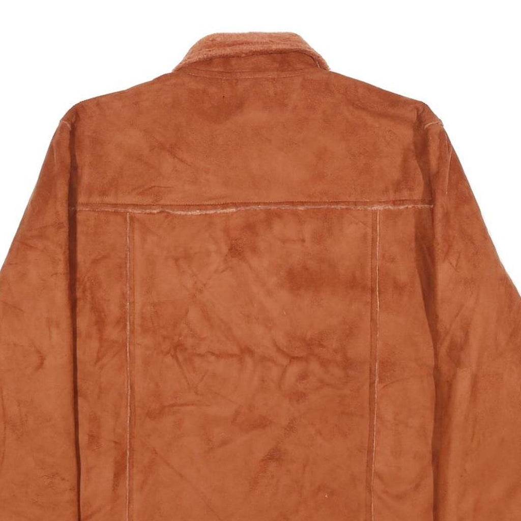 EIVISSA Womens Brown Faux Suede Zip Jacket L Casual Outerwear Soft Fabric