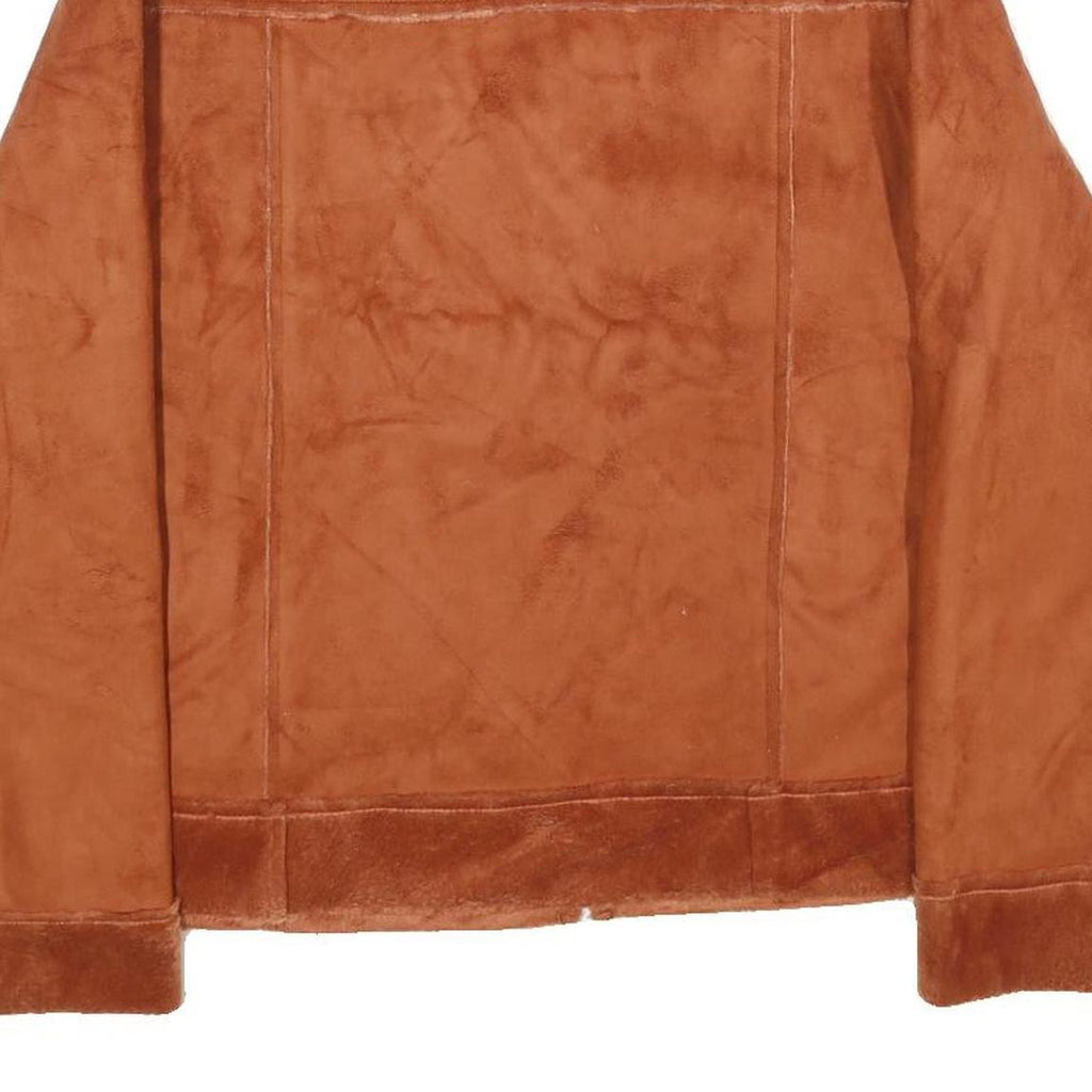 EIVISSA Womens Brown Faux Suede Zip Jacket L Casual Outerwear Soft Fabric