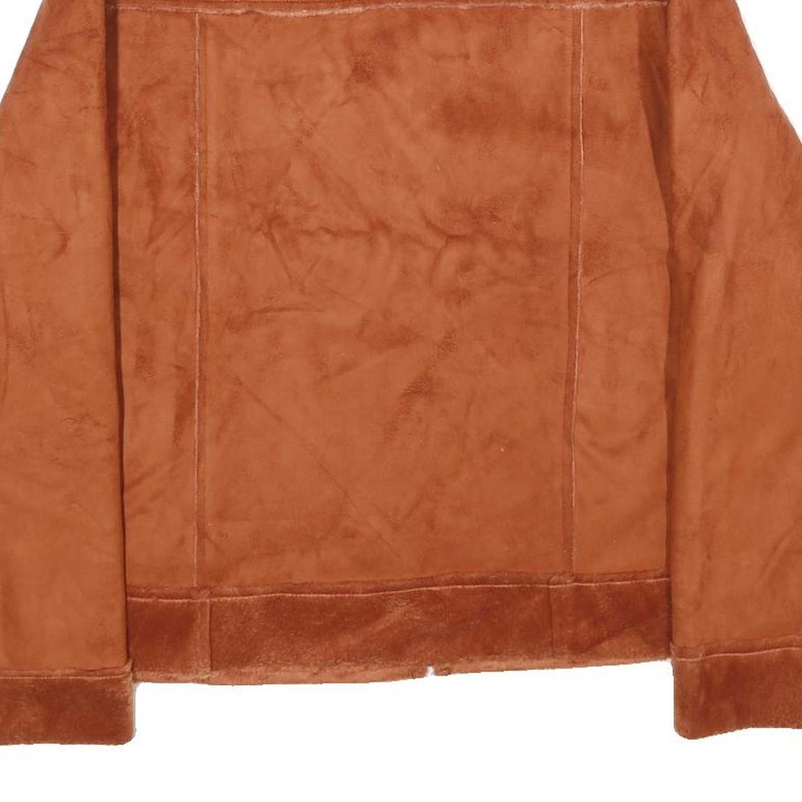 EIVISSA Womens Brown Faux Suede Zip Jacket L Casual Outerwear Soft Fabric