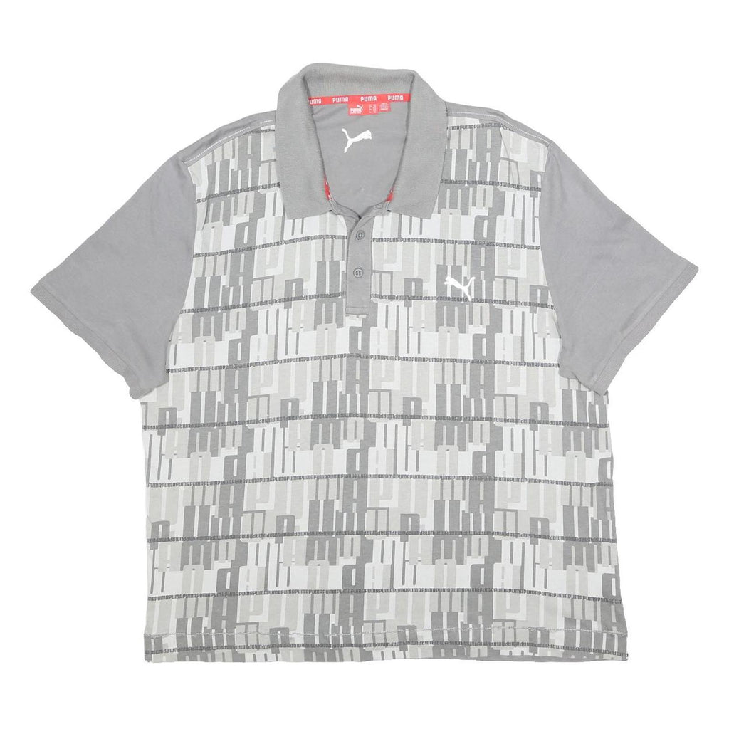 PUMA Mens Grey & Light Grey Colourblock Short Sleeve Polo Shirt 2XL Cotton
