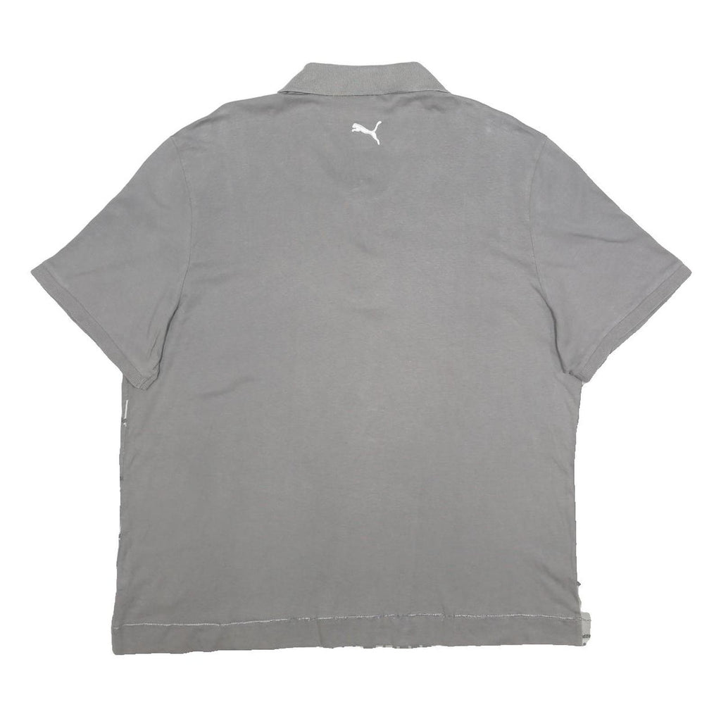 PUMA Mens Grey & Light Grey Colourblock Short Sleeve Polo Shirt 2XL Cotton