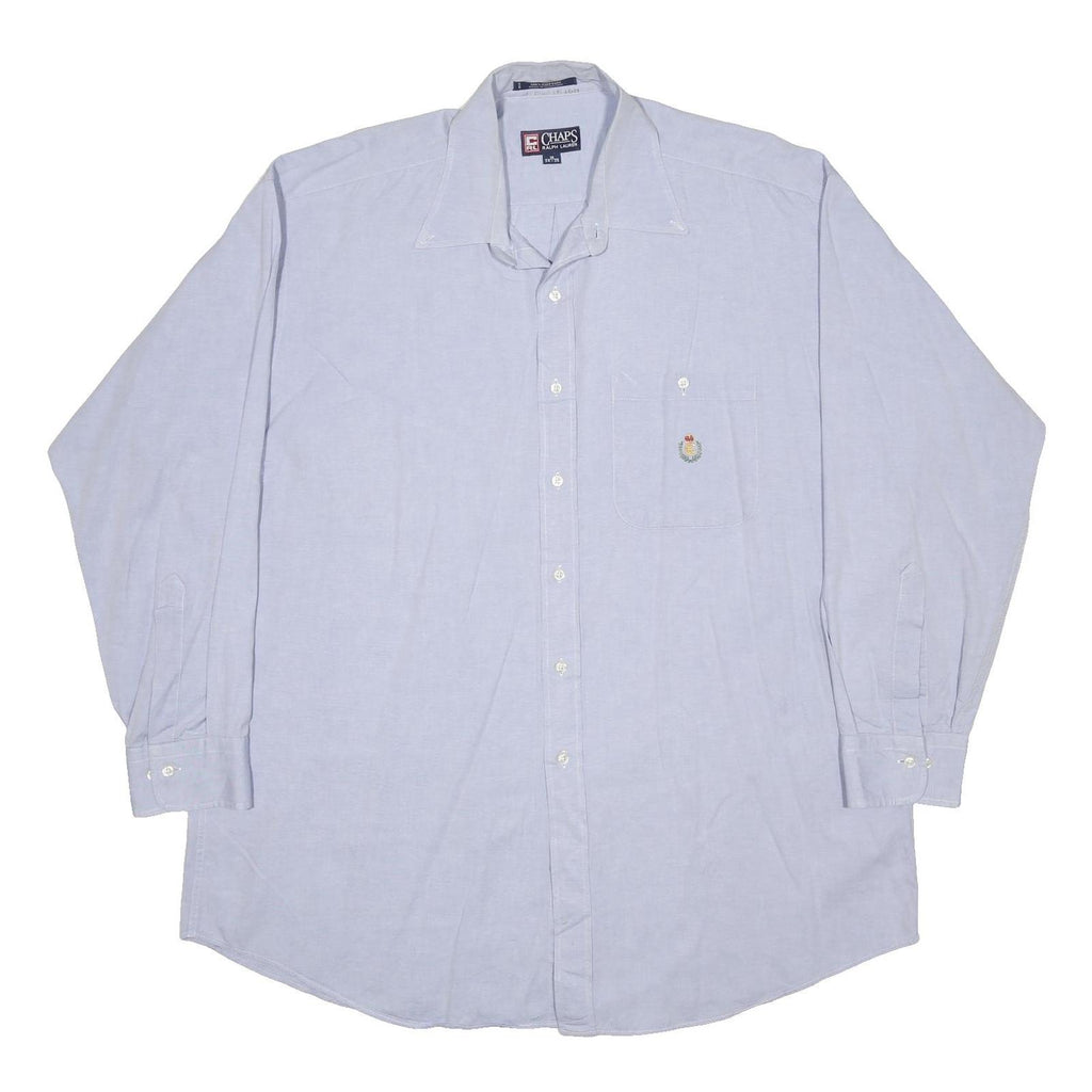 CHAPS RALPH LAUREN Mens Blue Plain Cotton Shirt 2XL Classic Fit Button-Up