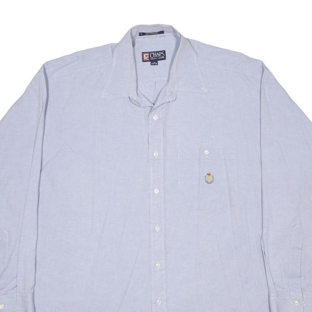 CHAPS RALPH LAUREN Mens Blue Plain Cotton Shirt 2XL Classic Fit Button-Up
