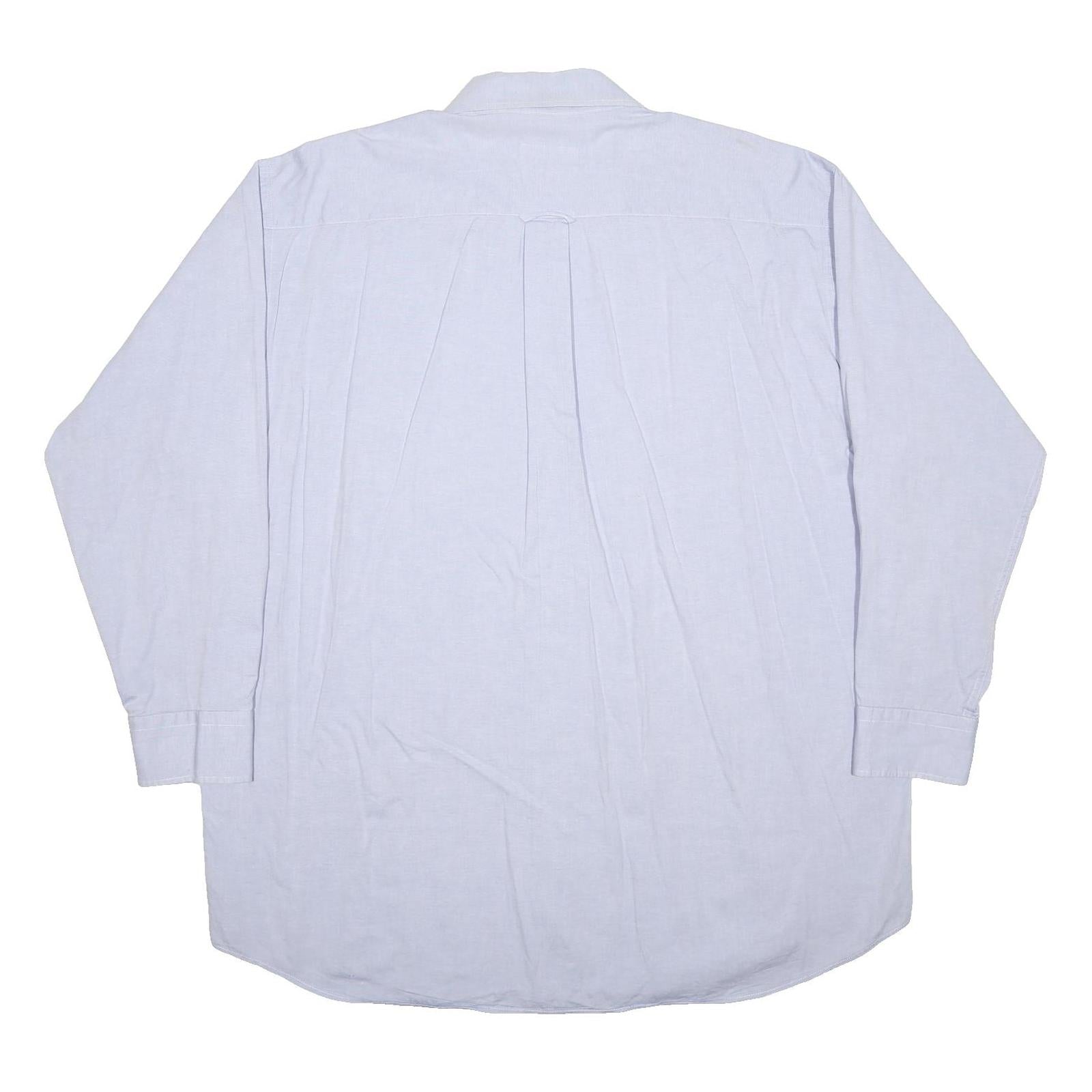 CHAPS RALPH LAUREN Mens Blue Plain Cotton Shirt 2XL Classic Fit Button-Up