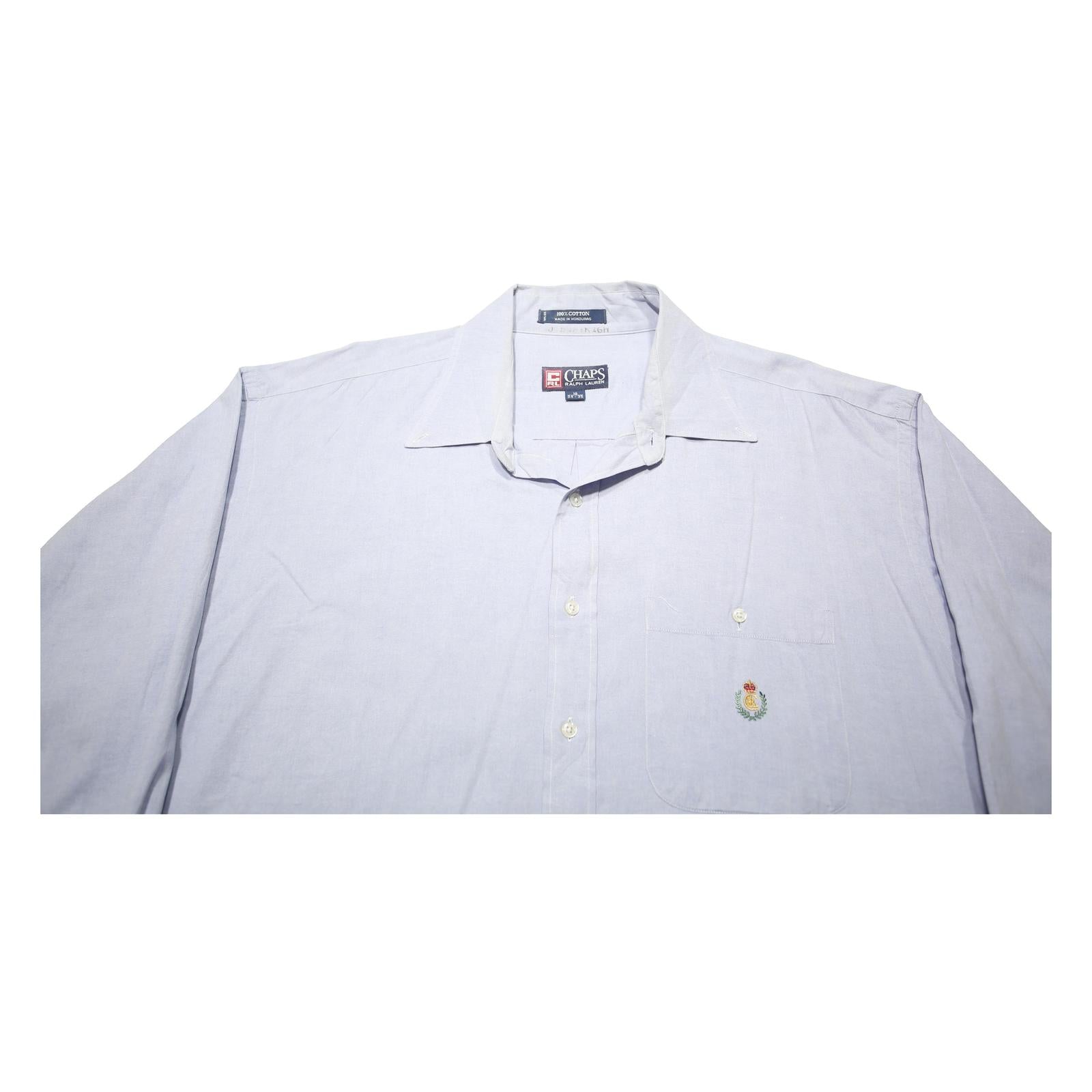 CHAPS RALPH LAUREN Mens Blue Plain Cotton Shirt 2XL Classic Fit Button-Up