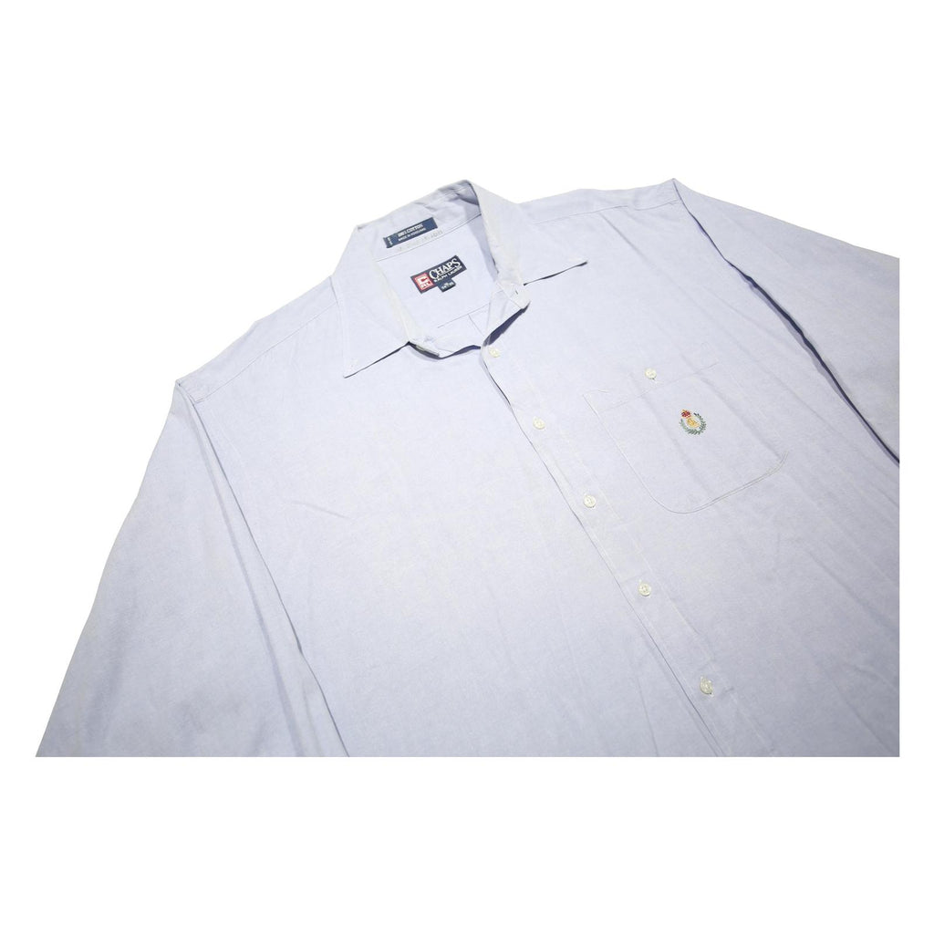 CHAPS RALPH LAUREN Mens Blue Plain Cotton Shirt 2XL Classic Fit Button-Up