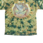 GILDAN Mens Green & Beige Tie Dye Graphic T-Shirt L Cotton Short Sleeve Crew