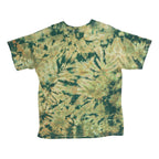 GILDAN Mens Green & Beige Tie Dye Graphic T-Shirt L Cotton Short Sleeve Crew