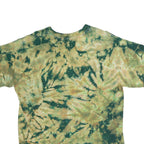 GILDAN Mens Green & Beige Tie Dye Graphic T-Shirt L Cotton Short Sleeve Crew