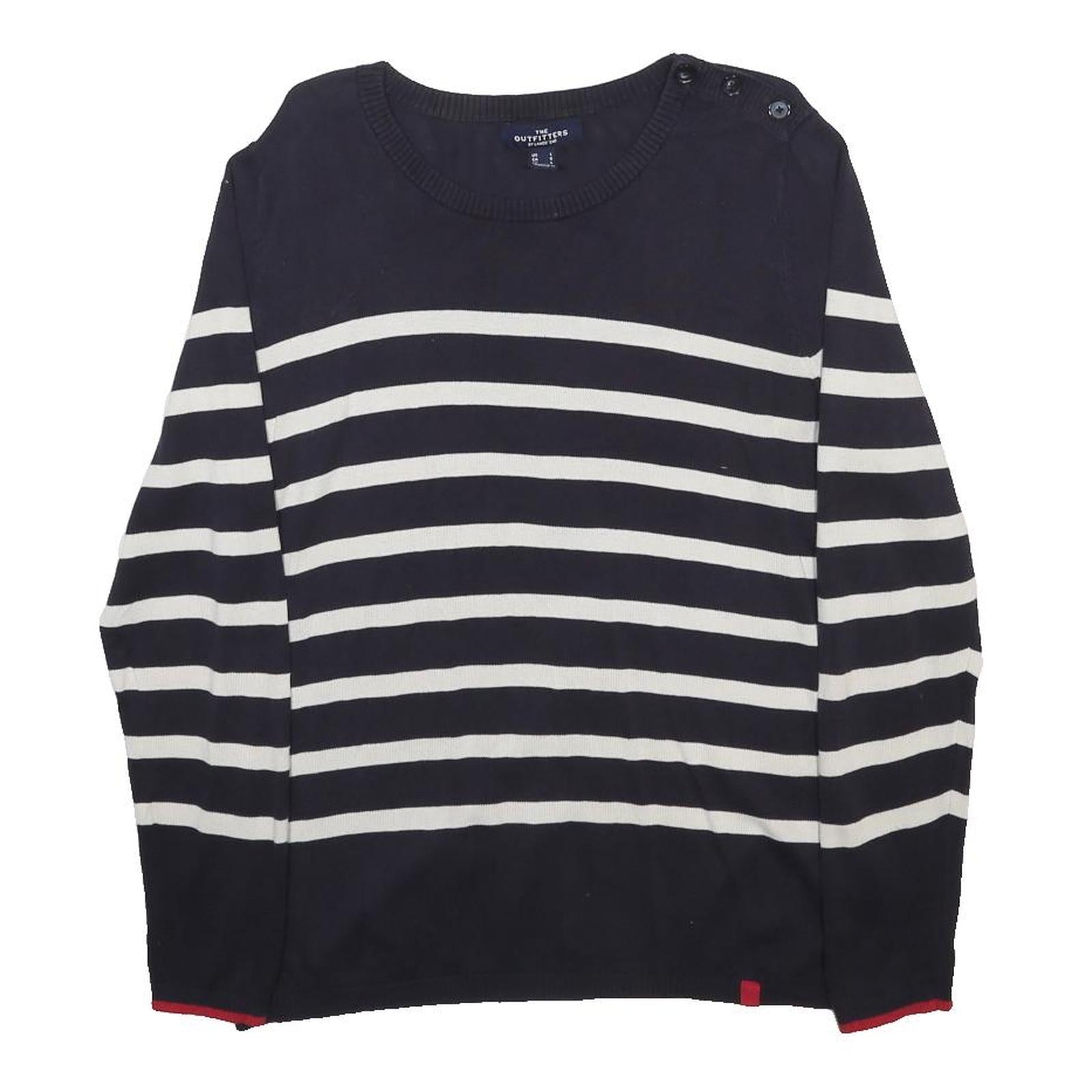 THE OUTFITTERS Womens Navy & White Patterned Cotton Blend Jumper Crew Neck L