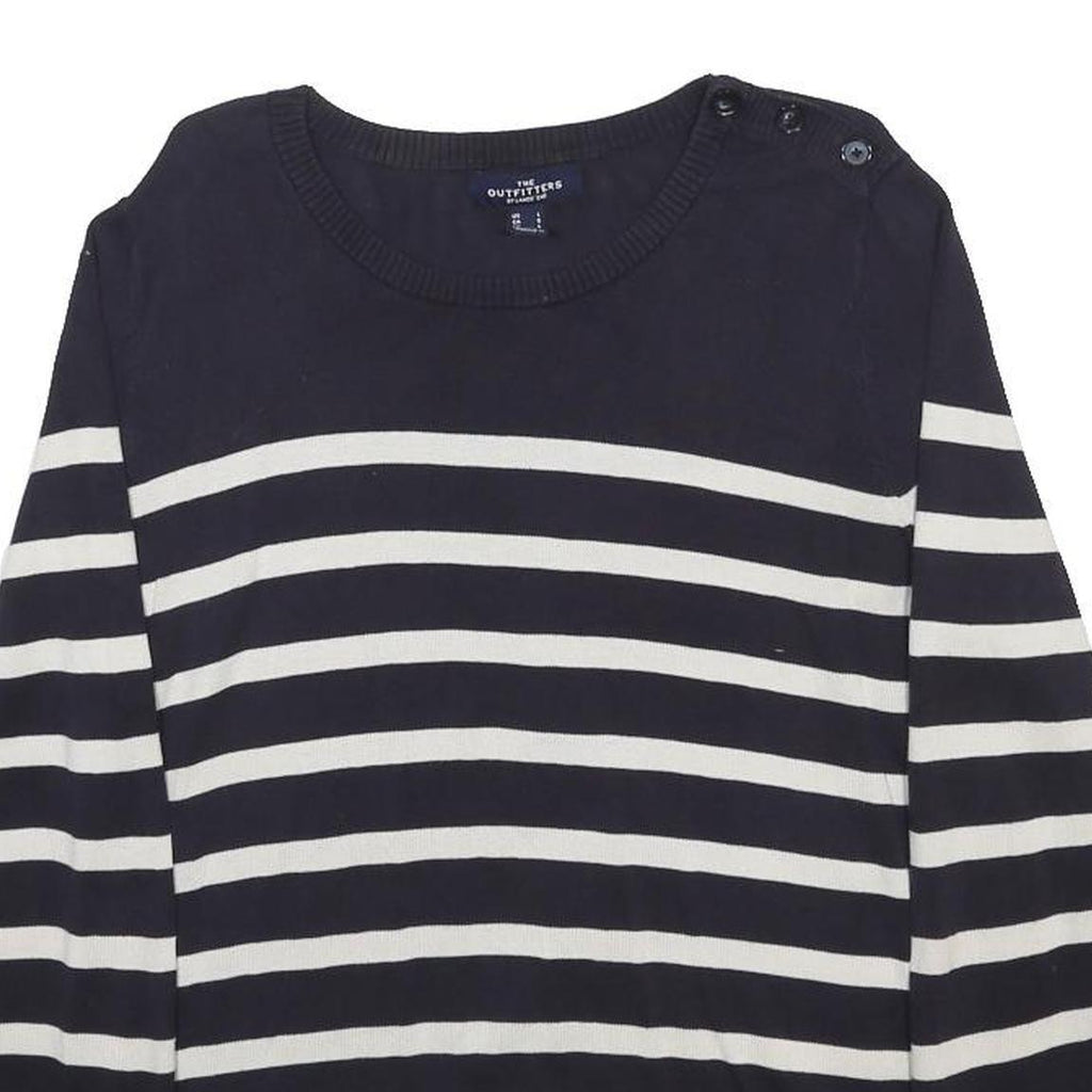 THE OUTFITTERS Womens Navy & White Patterned Cotton Blend Jumper Crew Neck L