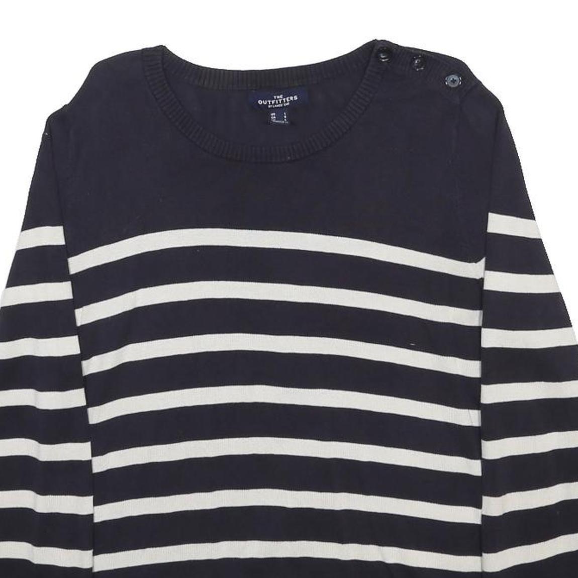 THE OUTFITTERS Womens Navy & White Patterned Cotton Blend Jumper Crew Neck L