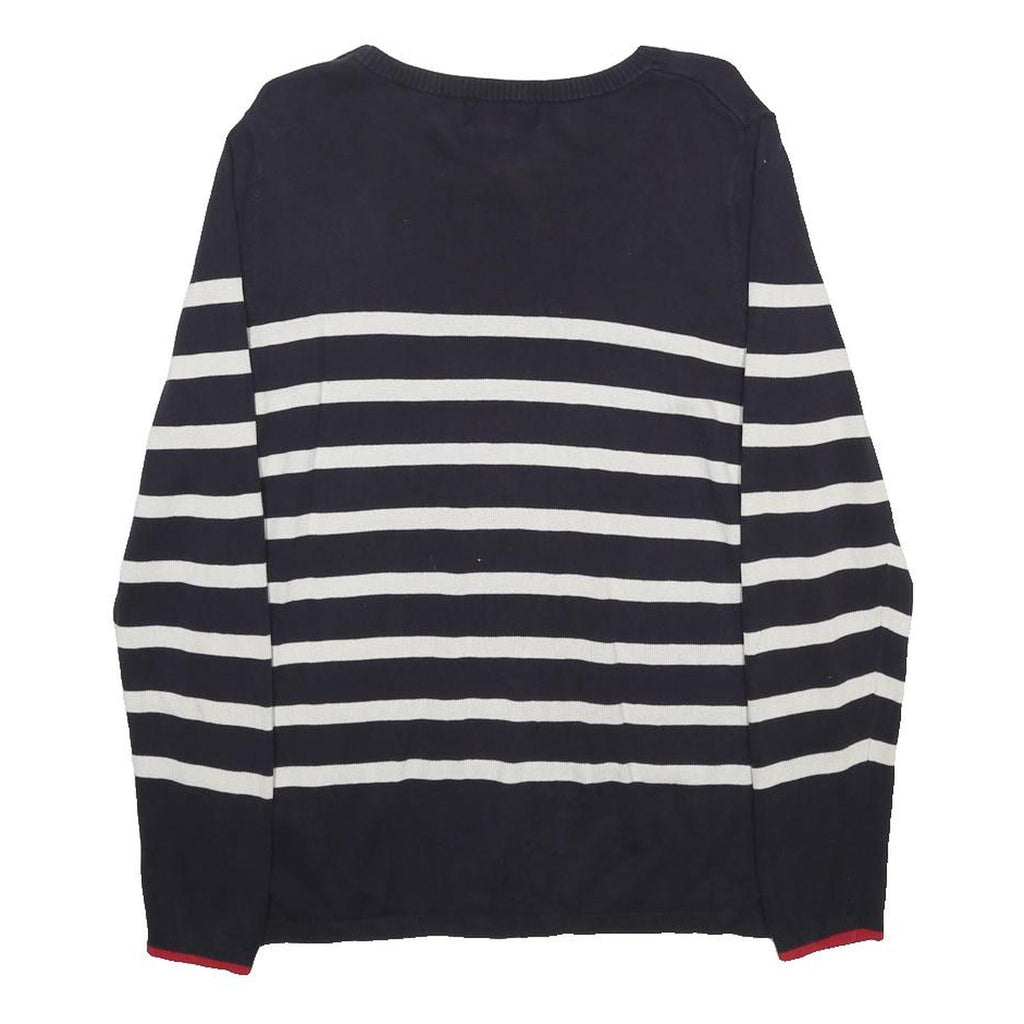 THE OUTFITTERS Womens Navy & White Patterned Cotton Blend Jumper Crew Neck L