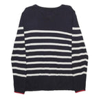 THE OUTFITTERS Womens Navy & White Patterned Cotton Blend Jumper Crew Neck L