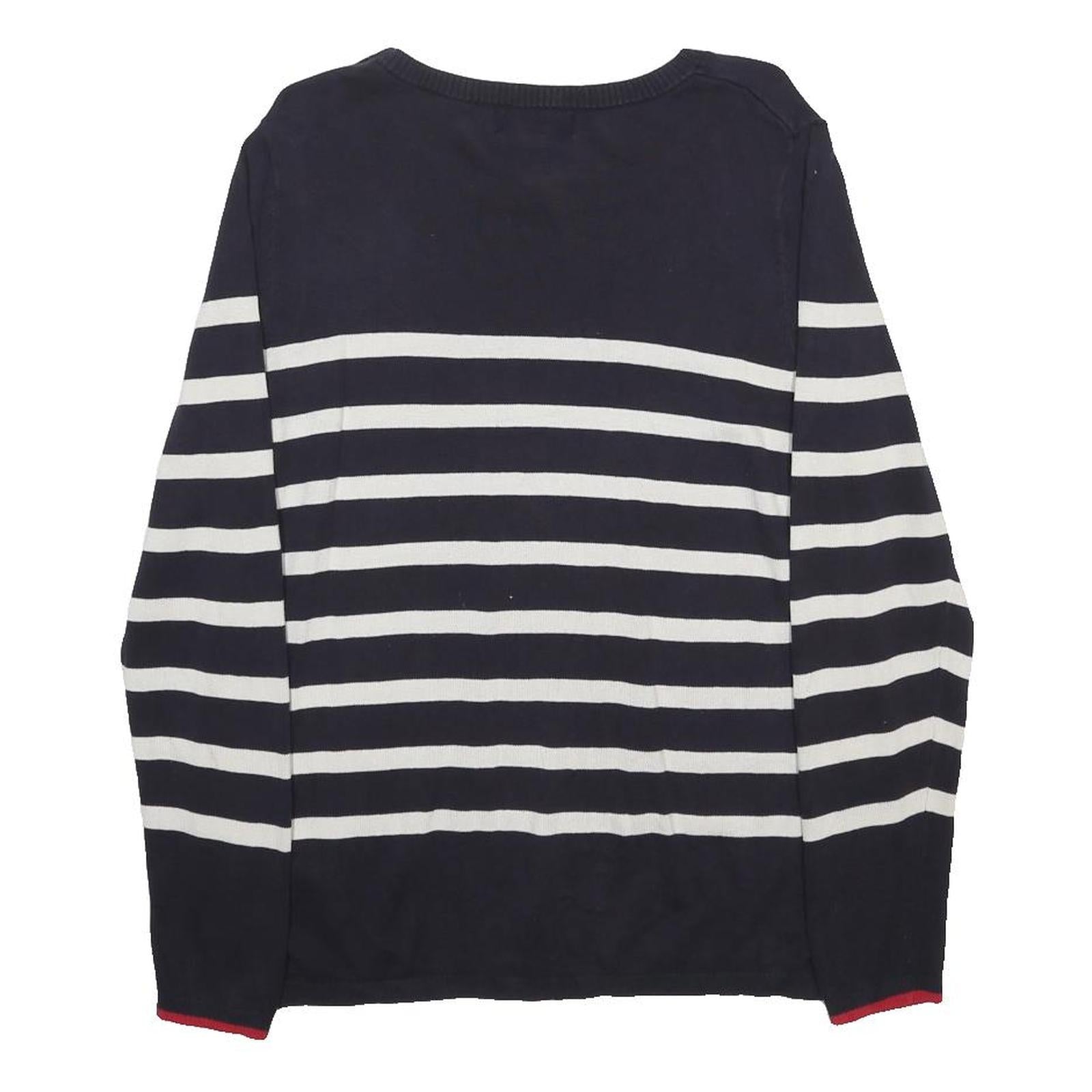 THE OUTFITTERS Womens Navy & White Patterned Cotton Blend Jumper Crew Neck L