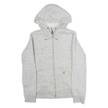 CARHARTT Mens Grey Hoodie Jacket S Cotton Plain Casual Zip Pockets