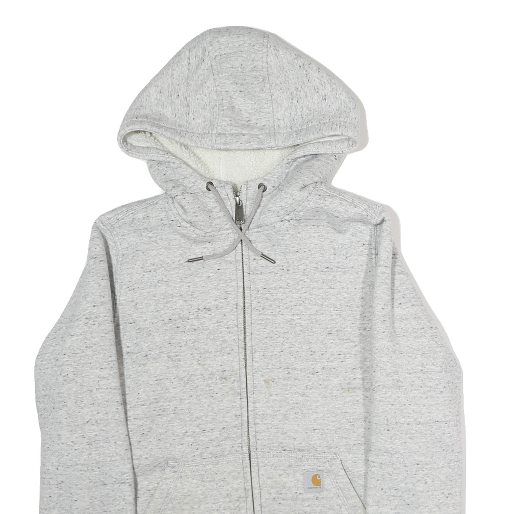CARHARTT Mens Grey Hoodie Jacket S Cotton Plain Casual Zip Pockets