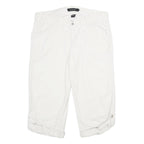 CALVIN KLEIN JEANS Womens Cotton White Regular Capri Trousers W36 L23 Casual