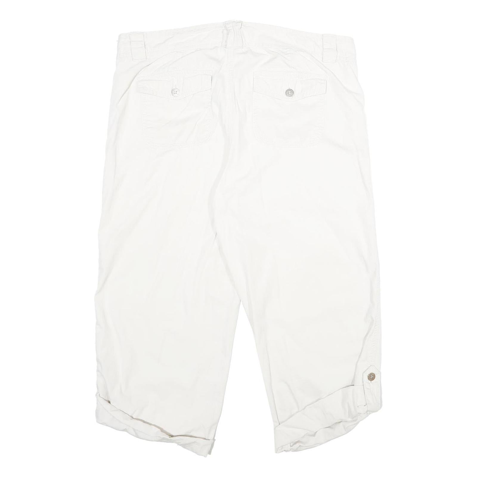 CALVIN KLEIN JEANS Womens Cotton White Regular Capri Trousers W36 L23 Casual