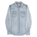 REPLAY Mens Blue Cotton Denim Shirt S Western Casual Button Snap Fastening