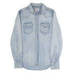 REPLAY Mens Blue Cotton Denim Shirt S Western Casual Button Snap Fastening