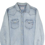 REPLAY Mens Blue Cotton Denim Shirt S Western Casual Button Snap Fastening