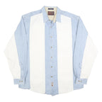 AUTHENTIC GFC Mens Blue & White Cotton Shirt XL Casual Button-Up Long Sleeve