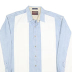 AUTHENTIC GFC Mens Blue & White Cotton Shirt XL Casual Button-Up Long Sleeve