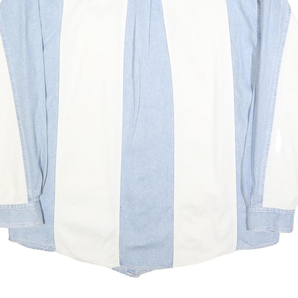 AUTHENTIC GFC Mens Blue & White Cotton Shirt XL Casual Button-Up Long Sleeve