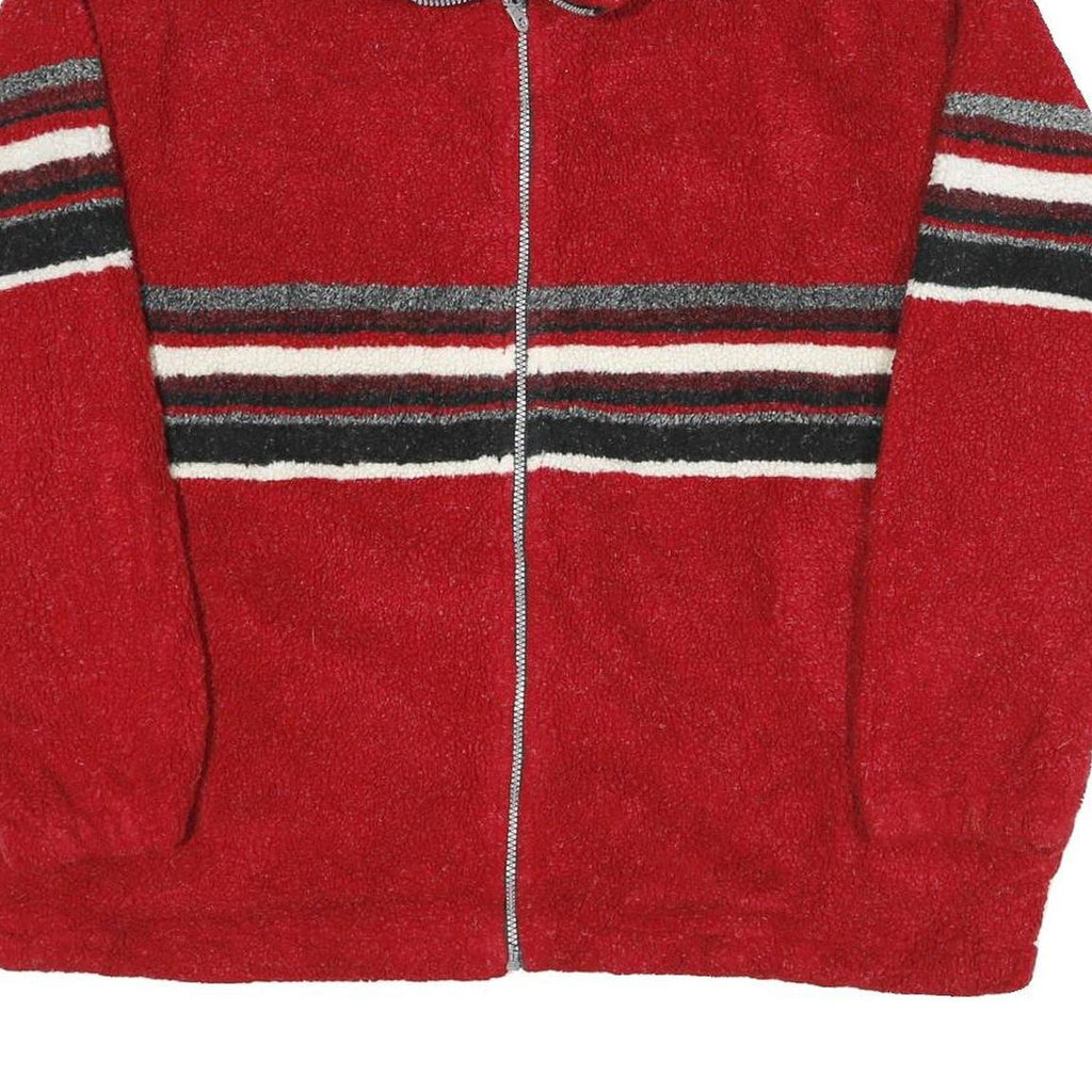 Free Country Mens Red & Black Striped Zip Jacket XL Polyester Casual Outdoor