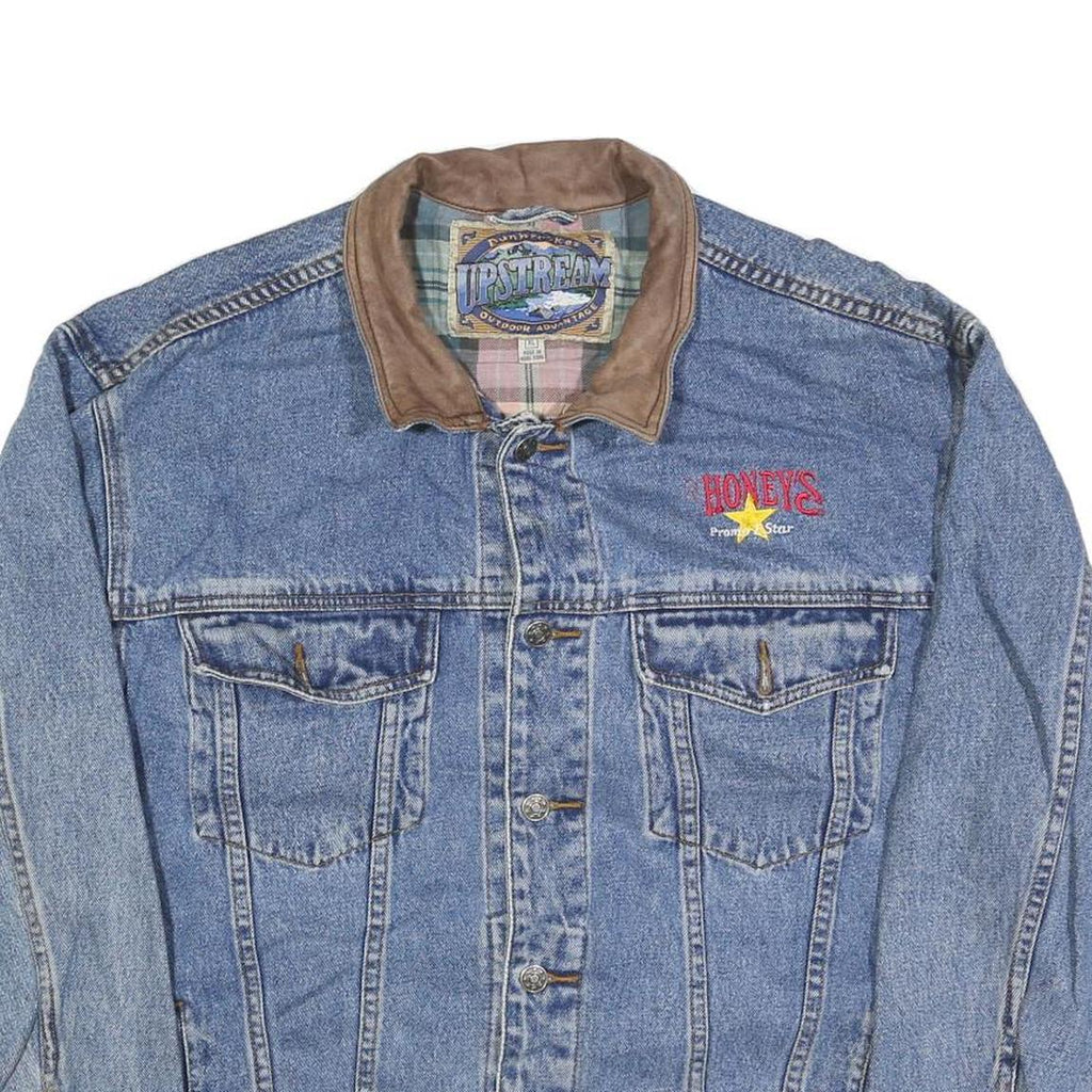 DUNBROOKE Mens Blue Denim Button Jacket XL Cotton Blend Casual Workwear