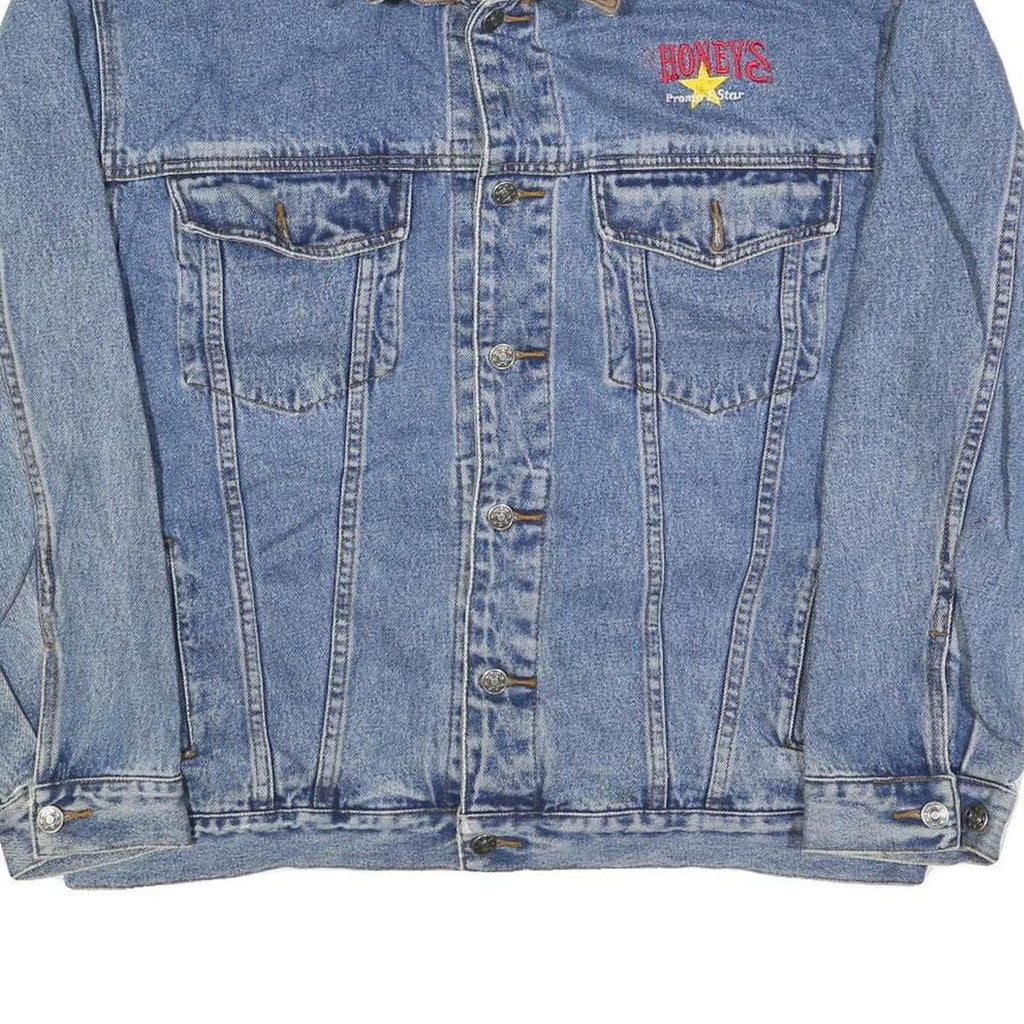 DUNBROOKE Mens Blue Denim Button Jacket XL Cotton Blend Casual Workwear