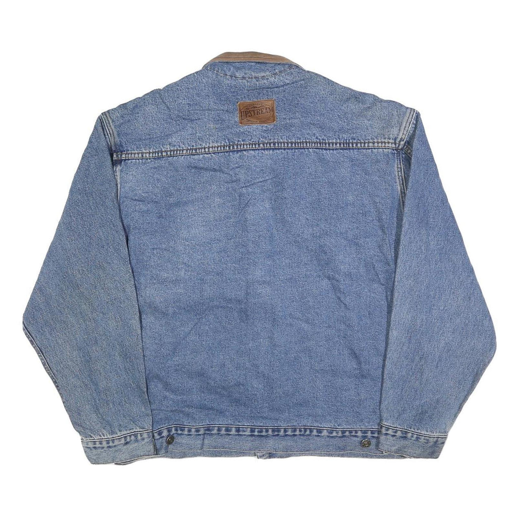 DUNBROOKE Mens Blue Denim Button Jacket XL Cotton Blend Casual Workwear