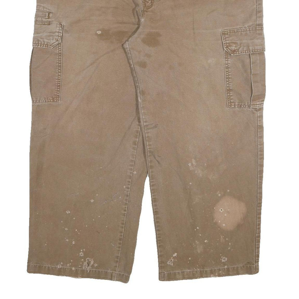 DICKIES Mens Relaxed Fit Cargo Cotton Blend Brown Trousers W44 L27 Workwear