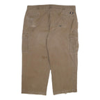 DICKIES Mens Relaxed Fit Cargo Cotton Blend Brown Trousers W44 L27 Workwear