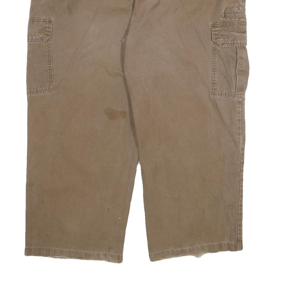 DICKIES Mens Relaxed Fit Cargo Cotton Blend Brown Trousers W44 L27 Workwear