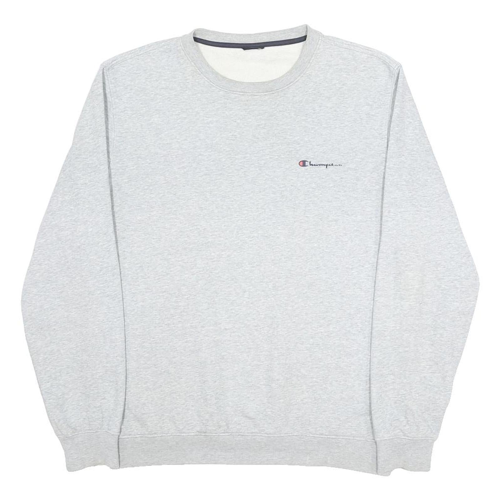 CHAMPION Mens Grey Crew Neck L Sweatshirt Cotton Blend Casual Sportswear
