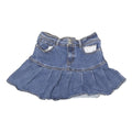 Womens Blue Denim Pleated Mini Cotton Blend Skirt S Casual Summer Wear