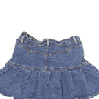 Womens Blue Denim Pleated Mini Cotton Blend Skirt S Casual Summer Wear