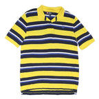 CHAPS Boys Yellow & Navy Striped Short Sleeve Polo Shirt XL Cotton Blend Casual