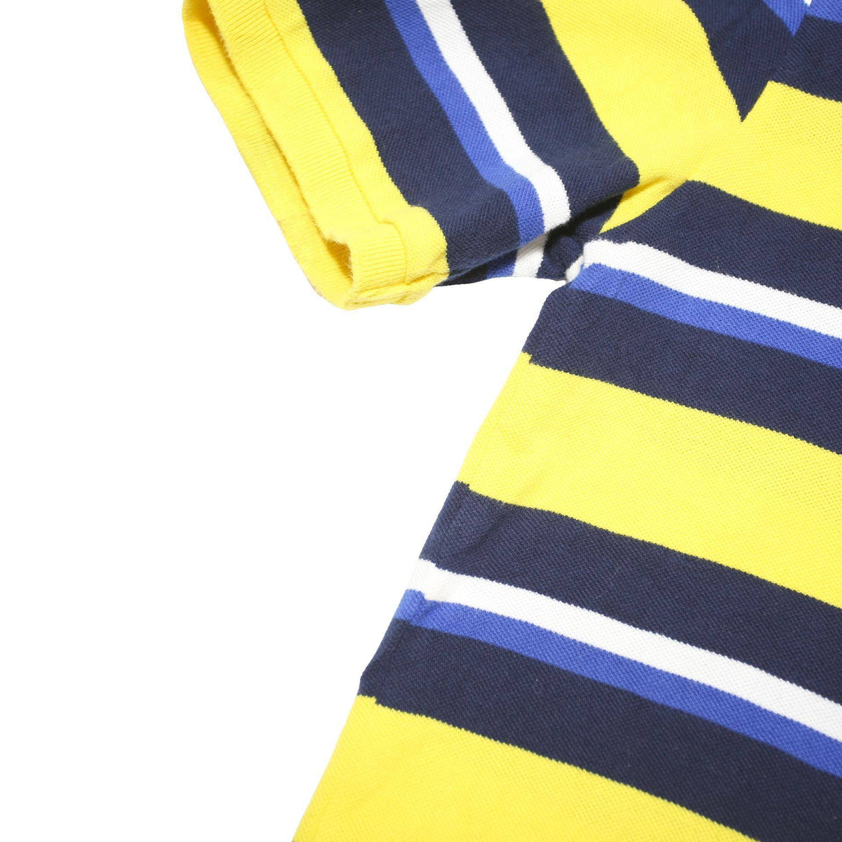 CHAPS Boys Yellow & Navy Striped Short Sleeve Polo Shirt XL Cotton Blend Casual