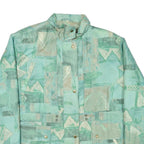 Womens Green Button Polyester Blend Jacket XL Printed Pattern Casual Outerwear