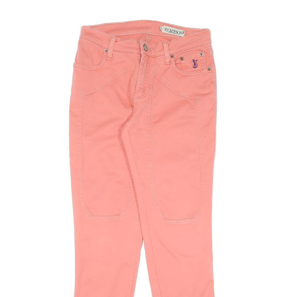 Womens Slim Pink Cotton Blend Slim Leg Trousers W26 L28 Casual Everyday Zip