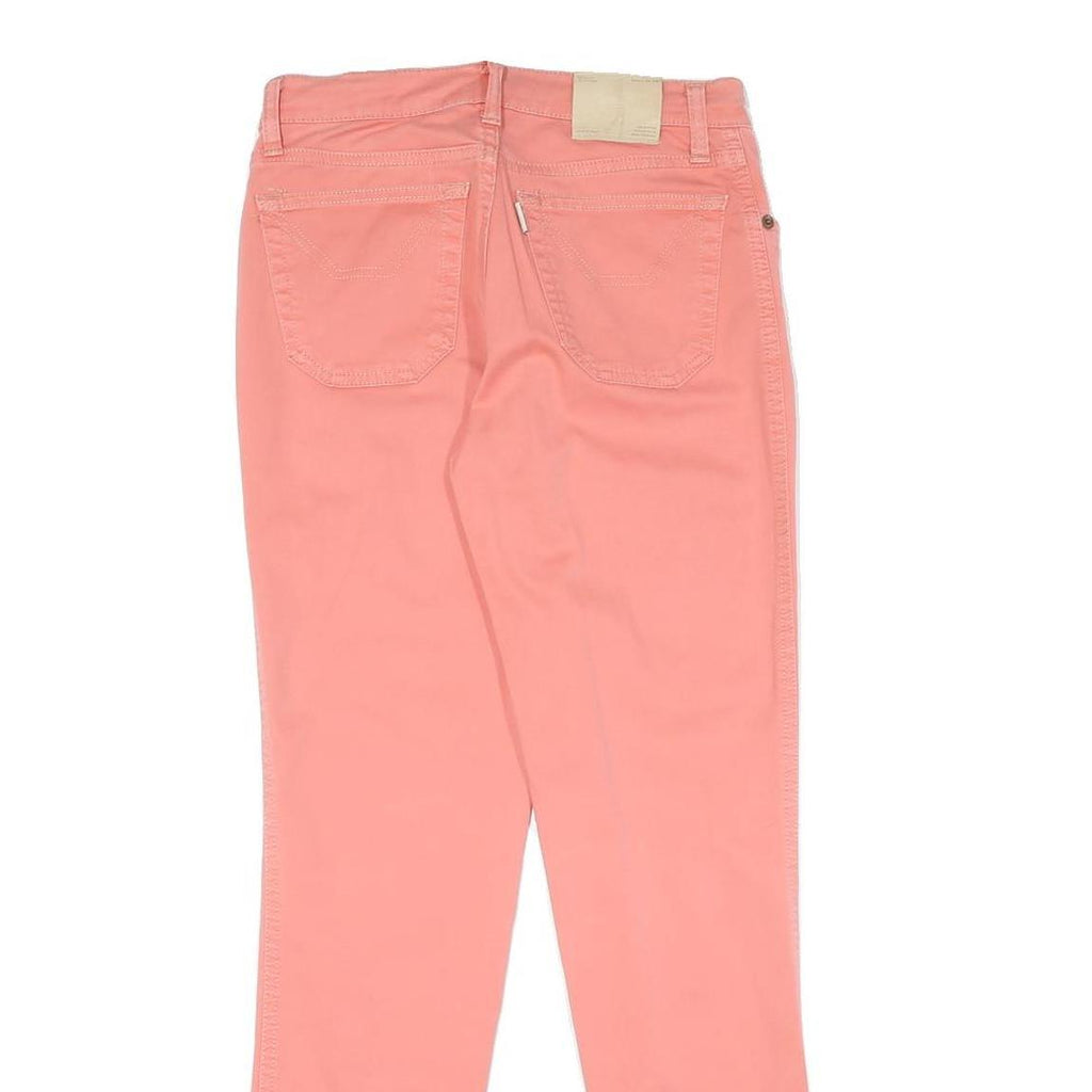 Womens Slim Pink Cotton Blend Slim Leg Trousers W26 L28 Casual Everyday Zip