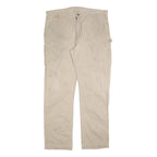 CARHARTT Mens Regular Beige Workwear Trousers W40 L34 Cotton Blend Zip Pockets
