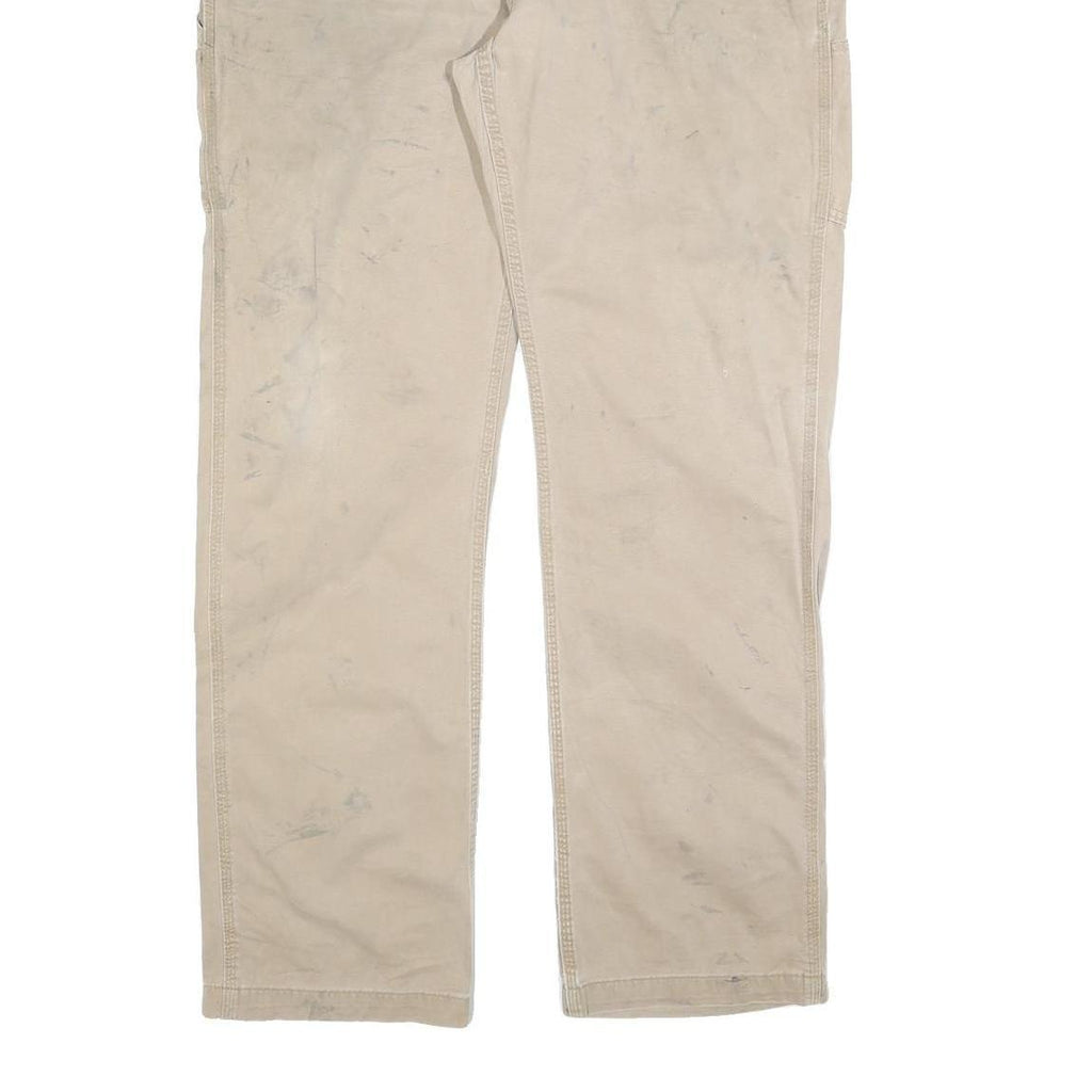 CARHARTT Mens Regular Beige Workwear Trousers W40 L34 Cotton Blend Zip Pockets