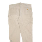CARHARTT Mens Regular Beige Workwear Trousers W40 L34 Cotton Blend Zip Pockets