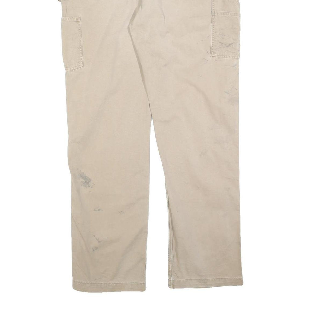 CARHARTT Mens Regular Beige Workwear Trousers W40 L34 Cotton Blend Zip Pockets