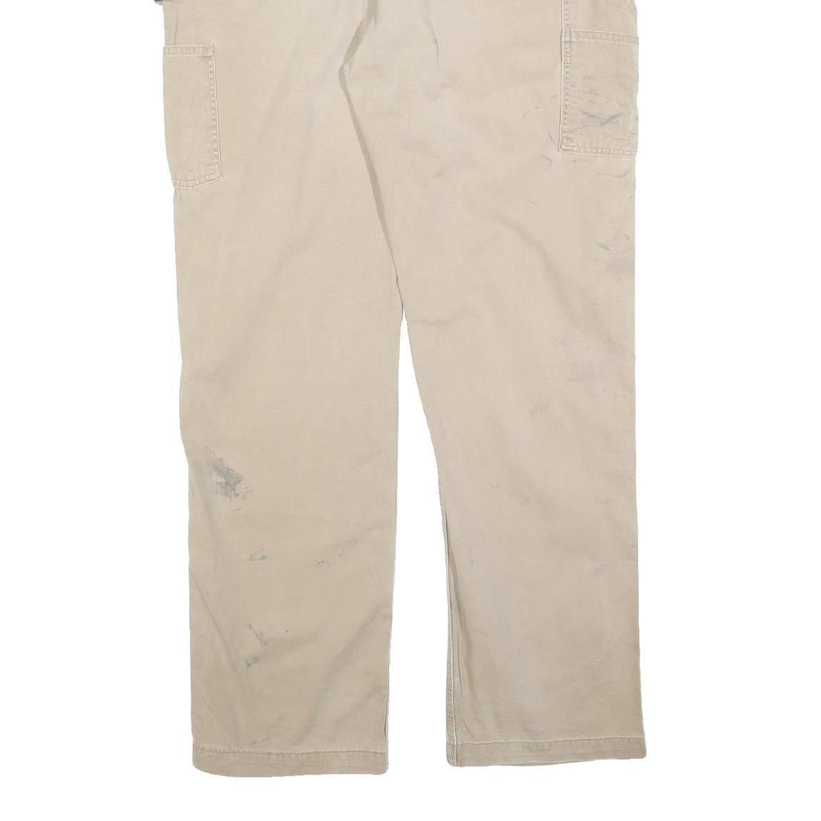 CARHARTT Mens Regular Beige Workwear Trousers W40 L34 Cotton Blend Zip Pockets