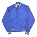TONKIN Mens Blue Nylon Button Jacket L Athletic Plain Retro Vintage Bomber
